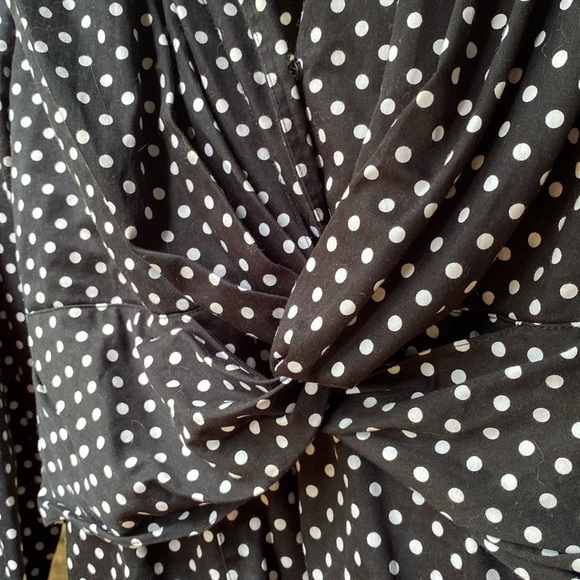 Jones New York signature Knot Front Blouse polkadot white on black size L cotton - Picture 6 of 11